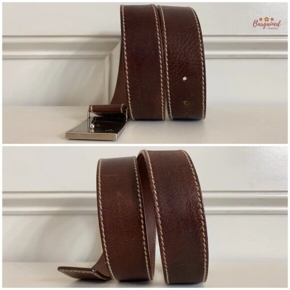 Authentic Gucci Brown Leather Crest Logo Plaque Men's Buckle Belt Size 90/36 - Picture 8 of 13
